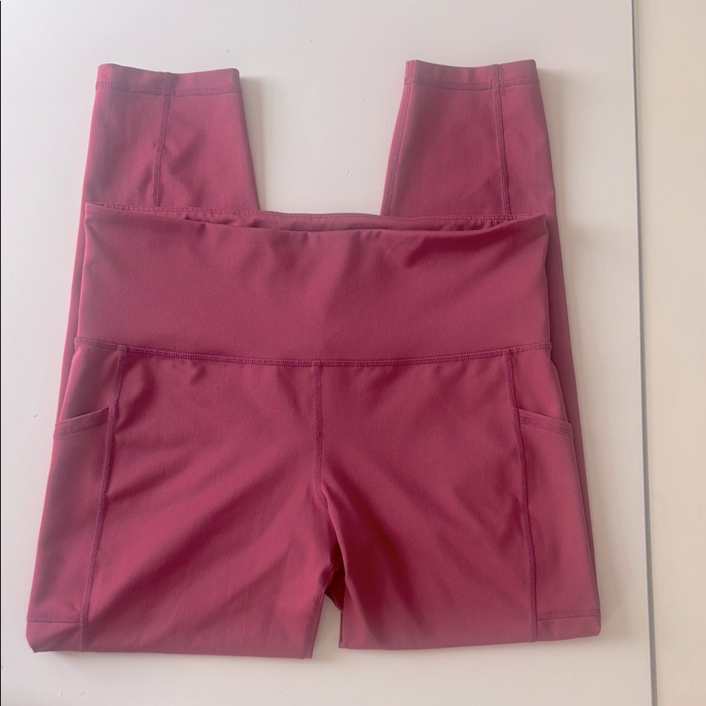 Ideology Pink High-Waist Leggings Athletic crop  w/side pockets sz Large